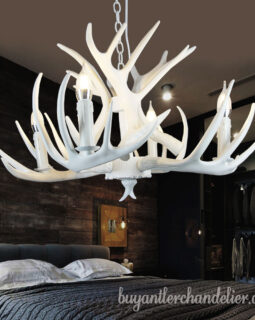 Pure White Deer Antler Chandelier 4 Cast Candle-Style Bedroom Ceiling Lights Rustic Lighting Fixtures Decor