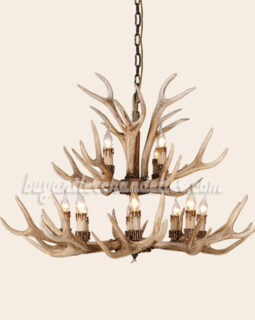 Best 12 Antler Chandelier Twelve Candle-Style Ceiling Lights 2 Tier Cascade Rustic Lighting Fixtures