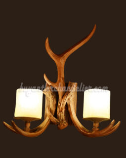 2 Cast Antler Wall Sconces Corridor Porch Bedside Lamps Candle-Style Lights Rustic Lighting Fixtures