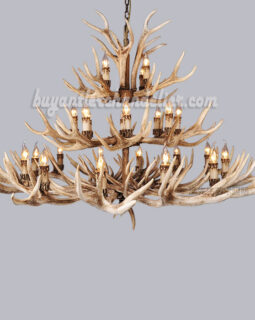 24 Antler Chandelier 12 + 8 + 4 Three Tiers Cast Cascade Candle-Style Ceiling Lights Rustic Lighting 47"