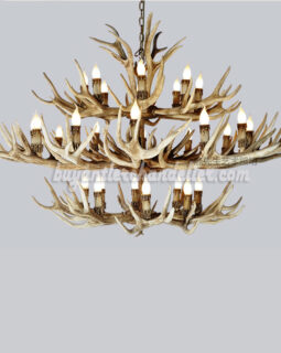 28 Antler Chandelier 8 + 12 + 8 Three Tiers Cast Cascade Candelabra Ceiling Lights Rustic Pendant Lighting