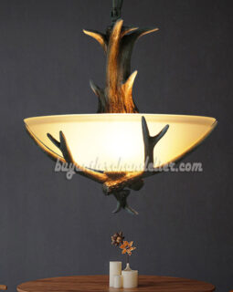3 Cast Deer Antler Chandelier Semi Flush Three Ceiling Lights Rustic Style Lighting Fixtures