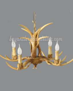 4 Cast Deer Antler Chandelier Four Candle-Style Ceiling Lights Pendant Rustic Lighting Fixtures 27"
