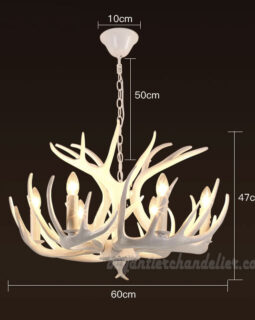 6 Cast Pure White Deer Antler Chandelier Six Candle-Style Hanging Lights Rustic Lighting Home Decor Fixtures