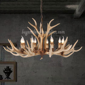 8 Elk Deer Antler Chandelier Candle-Style Eight Cast Cascade Ceiling Lights Rustic Lighting Natural Color