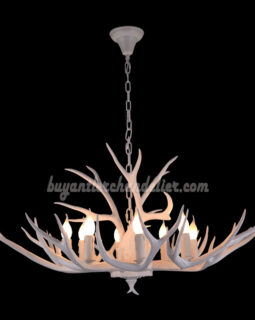 8 Whitetail Deer Antler Chandelier Pure White Eight Candelabra Ceiling Lights Hanging Lighting