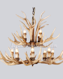 Best 12 Antler Chandelier Twelve Candle-Style Ceiling Lights 2 Tier Cascade Rustic Lighting Fixtures