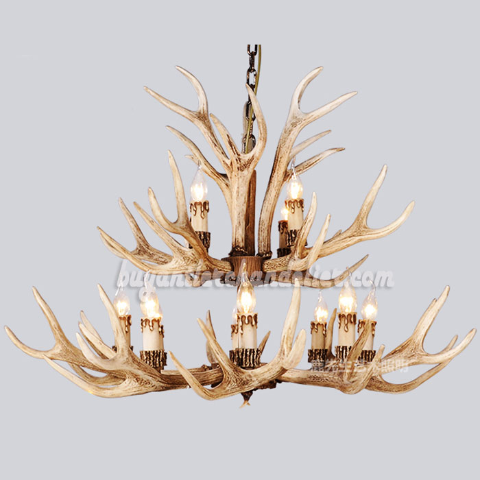 Best 12 Antler Chandelier Twelve Candle-Style Ceiling Lights 2 Tier Cascade Rustic Lighting Fixtures