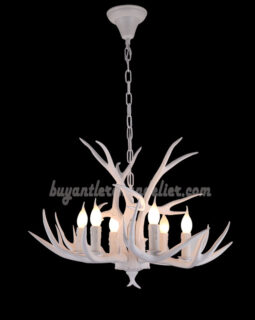Best Pure White Antler Chandelier 6 Antlers Candelabra Ceiling Lights Rustic Pendant Lighting