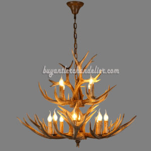 Buy 12 Deer Antler Chandelier 8 + 4 Cast Cascade Candle-Style Rustic Lighting Fixtures Ceiling Lights