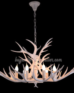 Buy 9 Deer Antler Chandelier Pure White Nine Cast Candle-Style Ceiling Lights Rustic Pendant Lighting