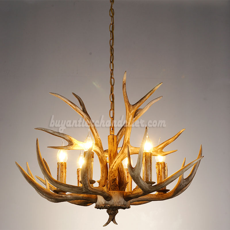 Cheap 6 Antler Chandelier Six Cast Cascade Candle-Style 6 Ceiling Lights Rustic Lighting Fixtures