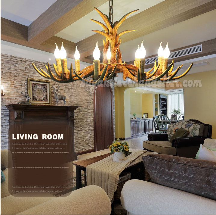 Cheap 8 Cast Deer Antler Chandelier Candelabra Rustic Ceiling Lights  buyantlerchandelier.com