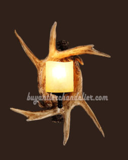 Deer Antler Wall Sconces 2 Cast Corridor Candle-Style Lights Lamps Rustic Lighting Faux Natural Decor