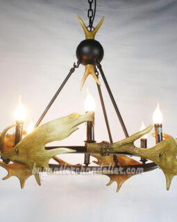 Moose 4 Cast Antler Chandelier Six Candelabra Ceiling Lights Pendant Lighting Rustic Style Fixtures