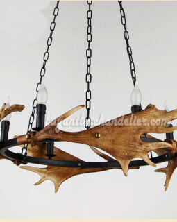 Moose 4 Horn Antler Chandelier 6 Candle-Style Ceiling Lights Rustic Pendant Lighting Fixtures