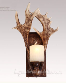 Natural Color Moose 2 Antler Wall Lamp Corridor Porch Aisle Lights Rustic Candle-Style Lighting Fixtures