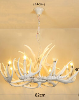 Pure White 8 Deer Antler Chandelier Candle-Style Eight Ceiling Lights Hanging Rustic Lighting Fixtures
