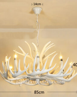 Pure White Whitetail Deer Antler Chandelier 12 Cast Cascade 9 + 3 Candle-Style Ceiling Lights Rustic Lighting