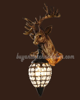 Reindeer Head Antler Wall Sconces Crystal Lamps Hanging Lights Deer Faux Taxidermy Mount Decor