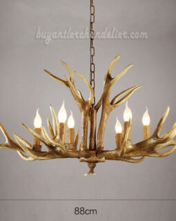 6 Cast Elk Antler Chandelier Six Candle-Style Pendant Lights Rustic Lighting Home Decorating 34.6 Inches