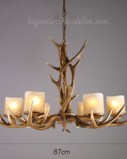 Cheap Elk 6 Antler Chandelier Six Cast Candle-Style Pendant Lights Rustic Ceiling Lighting + Lamp Chimmey