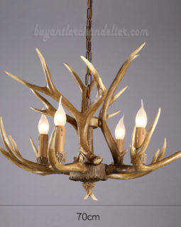 Elk Deer 4 Cast Antler Chandelier Four Candle-Style Hanging Lights Ceiling Lighting Rustic Fixtures