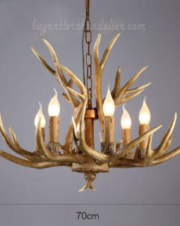Elk Deer 6 Antler Chandelier Six Candle-Style Hanging Lights Rustic Style Lighting Home Decor Fixtures