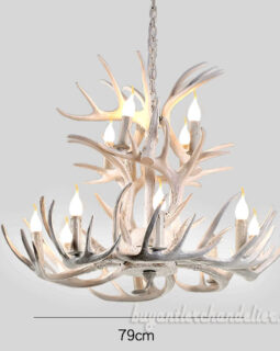 Pure White Deer Antler Chandelier 8 + 4 Two Tiers 12 Candle-Style Pendant Lights Interior Lighting Fixtures Decor