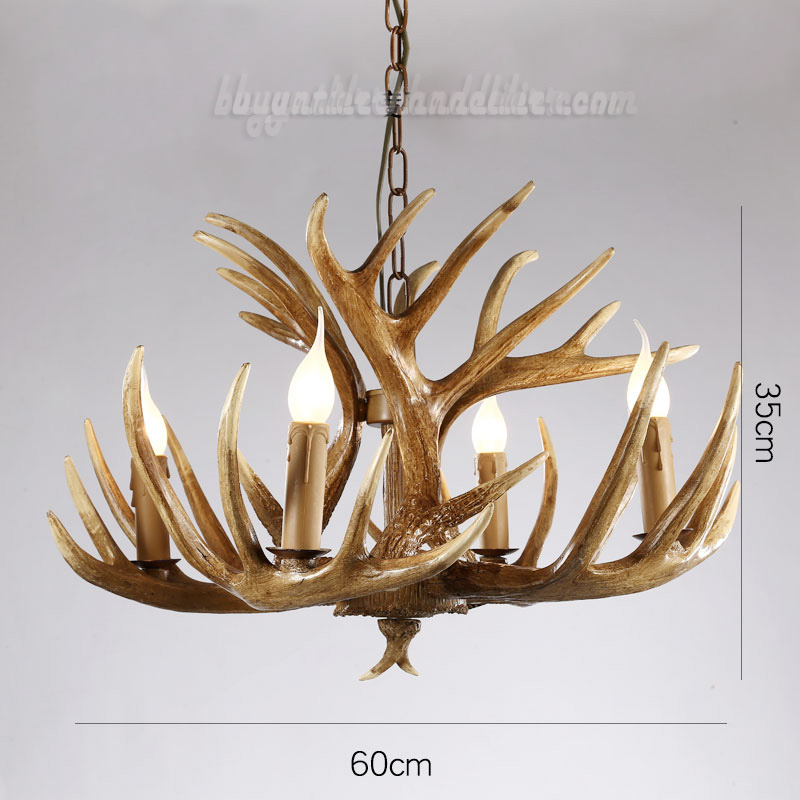 Vintage Deer 4 Antler Chandelier Four Candelabra Ceiling Lights Rustic Lighting Home Decor Fixtures