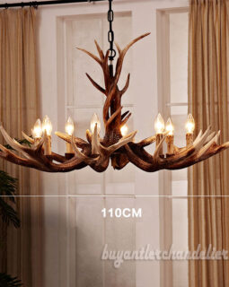Deluxe 8 Cast Elk Antler Chandelier Candelabra Pendant Light Living Room Rustic Lighting Fixtures Decoration 43"