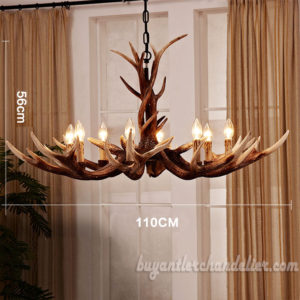 Deluxe 8 Cast Elk Antler Chandelier Candelabra Pendant Light Living Room Rustic Lighting Fixtures Decoration 43"