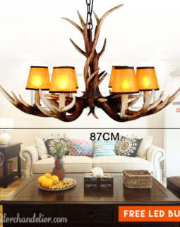 Best 6 Cast Elk Antler Chandelier Six Candle Style Pendant Light Rustic Home Deluxe Lighting Fixtures With Shades