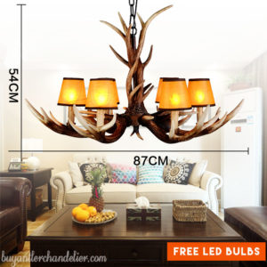 Best 6 Cast Elk Antler Chandelier Six Candle Style Pendant Light Rustic Home Deluxe Lighting Fixtures With Shades