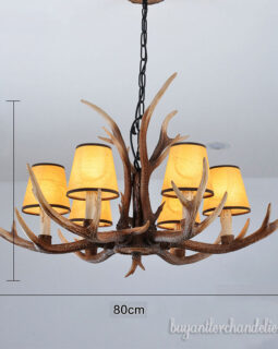 Cheap New 6 Cast Antler Chandelier Six Candelabra Ceiling Lights Rustic Home Decor Lighting Fixtures + Shades 31.5 Inch