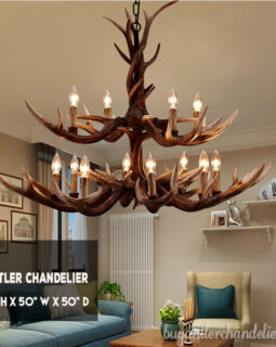 Discount 12 Cast Antler Chandelier Two-Tiered Cascade 8 + 4 Ceiling Lights Rustic Style Lighting Fixtures 42.5"