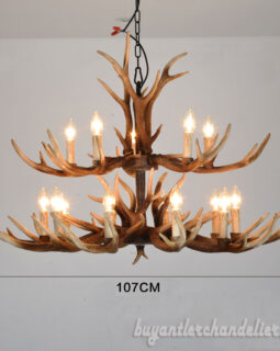 Discount 15 Cast Antler Chandelier Double Tiers Cascade Ceiling Lights Rustic Style Lighting Fixtures 42"