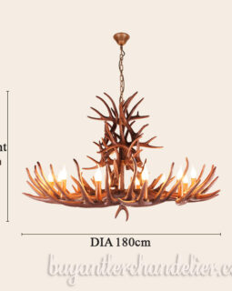 12 Cast Deer Antler Chandelier Candelabra Pendant Lights Rustic Lighting Fixtures for Farmhouse Log Cabin Kitchen Home Decoration With Plug 70"