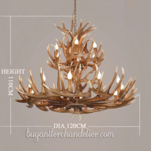 Antique 12 + 6 18 Cast Deer Antler Chandeliers Two Tiers Cascade Candelabra Pendant Lights Rustic Lighting Fixtures for Living Room Home Decor