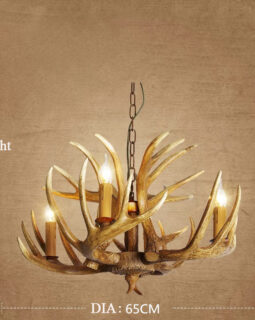 Antique 4 Cast Faux Deer Antler Chandeliers Candle-Style Pendant Lights for Kitchen Island Rustic Lighting Fixtures With Plug In