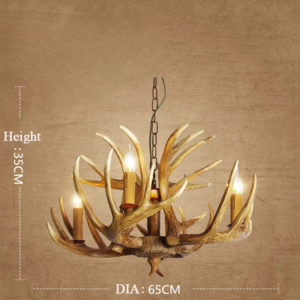 Antique 4 Cast Faux Deer Antler Chandeliers Candle-Style Pendant Lights for Kitchen Island Rustic Lighting Fixtures With Plug In