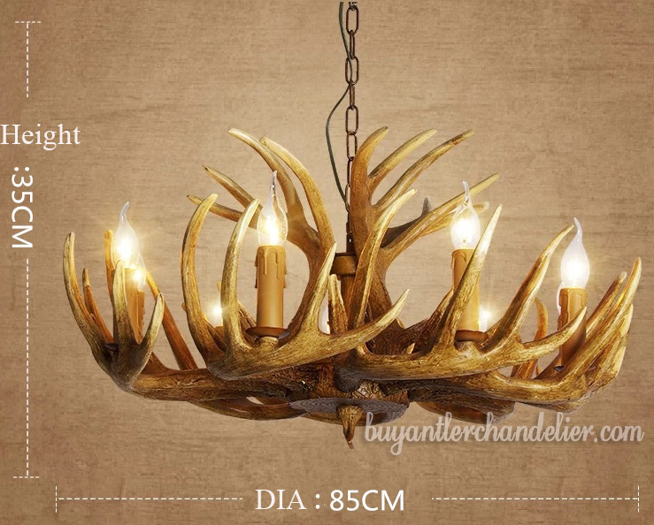 Antique 9 + 3 Cast Deer Antler Chandeliers Nine Candelabra Hanging Lights Rustic Lighting Fixtures for Kitchen Dining Living Room With Plug