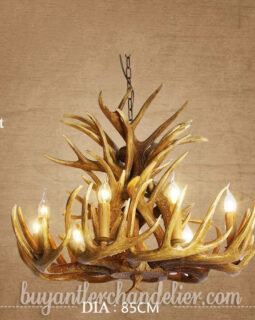 Antique 9 + 9 18 Cast Deer Antler Chandelier Nine Candelabra Cascade Hanging Lights Rustic Lighting Fixtures for Living Dinning Room Kitchen