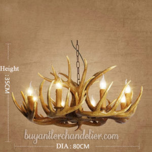 Antique Faux Deer Antler Chandeliers 8 Eight Candelabra Pendant Lights Rustic Lighting Fixtures for Dining Room Kitchen Island With Plug In