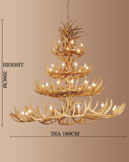Large 4 Tiers Cascade Deer Antler Chandeliers 39 Cast Candelabra Pendant Lights Rustic Lighting Fixtures for High Ceiling Room Home Decoration 70 Inch