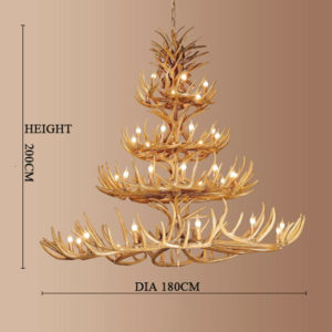 Large 4 Tiers Cascade Deer Antler Chandeliers 39 Cast Candelabra Pendant Lights Rustic Lighting Fixtures for High Ceiling Room Home Decoration 70 Inch