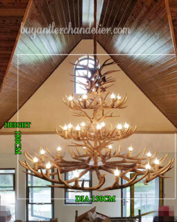 Large Deer Antler Chandeliers 3 Tiers 27 Cast Cascade Hanging Lights Rustic Candelabra Lighting Fixtures for High Ceiling House Room Home Decor 59"