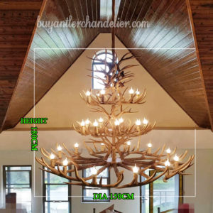 Large Deer Antler Chandeliers 3 Tiers 27 Cast Cascade Hanging Lights Rustic Candelabra Lighting Fixtures for High Ceiling House Room Home Decor 59"