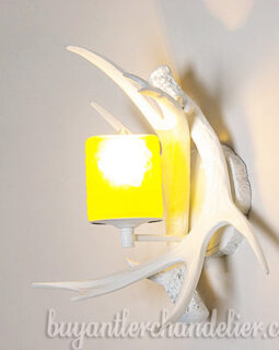 White 2 Cast Deer Antler Wall Lamp Sconces Candle-Style Corridor Porch Lights Rustic Lighting Fixtures Mount Decor With Shade