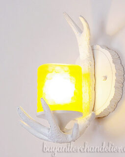 White Deer Antler Wall Lamps Sconces Candle-Style Lights Bedroom Mount Decor Rustic Lighting Fixtures With Shade
